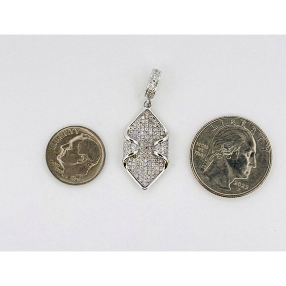 Brand New Sterling Silver 925 Micro Pave White Crystal Pendant Sparkling Design - Picture 5 of 9